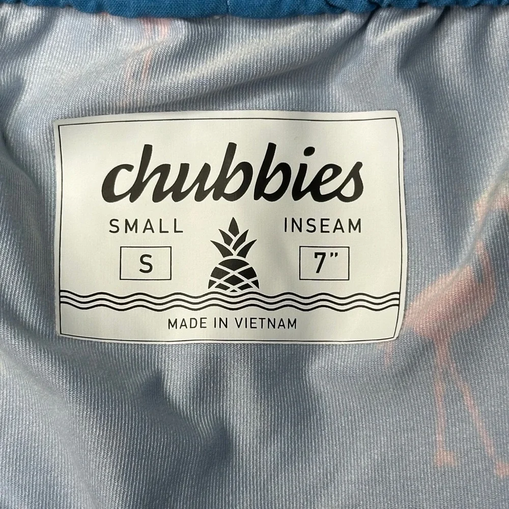 Chubbies Swim Trunks Mens Small‎ Blue Pink Ombre Flamingo Liner 7in Inseam